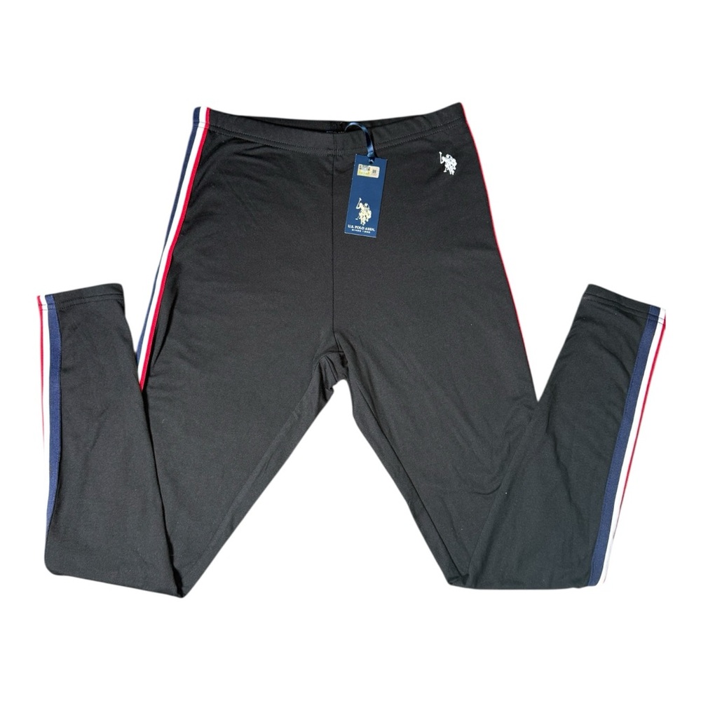 U.S. Polo Assn. Black Stretch Leggings with Side Stripes – Size M – NWT